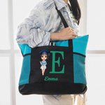 Sac fourre-tout personnalisé avec nom et personnage de dessin animé Cadeau de fin d'études pour fille Femme