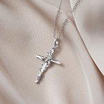 Personalised Cross Bee Adjustable Necklace with Birthstone Dainty Religious Jewellery Anniversary Birthday Baptism Gift for Women