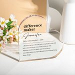 Personalised Difference Maker Acrylic Heart Plaque with Name Home Decor Appreciation Gift for Friends Family Coworkers