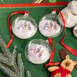 Personlig söt kanin snögubbe klar glasprydnad med namn och rött band heminredning första jul baby shower present till nyfödd
