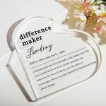 Personalised Difference Maker Acrylic Heart Plaque with Name Home Decor Appreciation Gift for Friends Family Coworkers