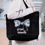 Personalized Medical Bow Stethoscope Large Name Tote Bag with Mesh Pockets Travel Accessories Birthday Nurses Week Appreciation Gift for Medical Staff
