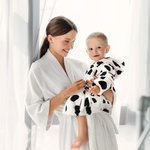 Personalized Leopard Cow Teddy Print Baby Hooded Dressing Gown with Embroidered Name Soft Daily Use Baby Shower Birthday Gift for Baby Toddler