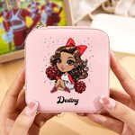 Personalized Cartoon Cheerleading Girl Leather Jewelry Box with Name Travel Accessory Birthday Gift for Women Girls
