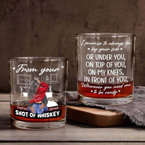 Personalized Hugging Cartoon Characters 10oz Whiskey Glass with Names Anniversary Valentine's Day Gift for Couple