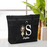 Sac fourre-tout personnalisé avec nom et personnage de dessin animé Cadeau de fin d'études pour fille Femme
