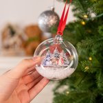 Personlig söt kanin snögubbe klar glasprydnad med namn och rött band heminredning första jul baby shower present till nyfödd