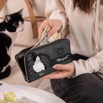 Personalised Vintage 1-3 Cat Dog Photos Leather Zipper Wallet with Multiple Compartments and Names Birthday Party Travel Gift for Pet Lovers