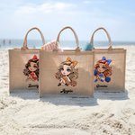 Personalisierte Cartoon Cheerleader Mädchen große Jute Tragetasche mit Namen Geburtstag Reise Wettbewerb Feier Geschenk für Cheerleader Frauen