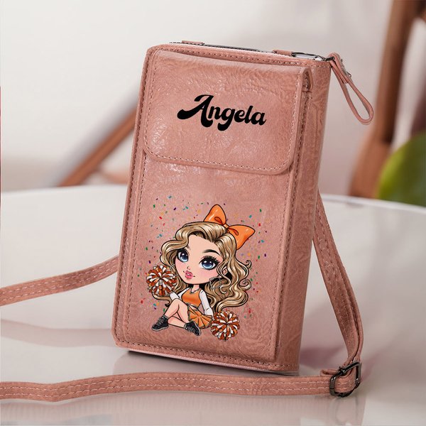 Sac à main en cuir PU avec nom pour Cheerleading Girl Portable Travel Essentials Cadeau d'anniversaire pour elle