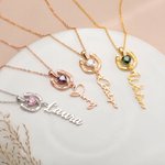 Personalized Lucky and Love Horseshoe Necklace with Heart Birthstone and Name Birthday Anniversary Gift for Women Horse Lovers