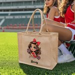 Personalisierte Cartoon Cheerleader Mädchen große Jute Tragetasche mit Namen Geburtstag Reise Wettbewerb Feier Geschenk für Cheerleader Frauen