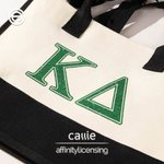 Personalized Glitter Greek Initial Large Canvas Tote Bag Chapter Party Pride Bid Day Sorority Gift for Sister Friends | Callie × Affinity Licensing