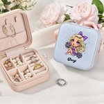 Personalized Cartoon Cheerleading Girl Leather Jewelry Box with Name Travel Accessory Birthday Gift for Women Girls
