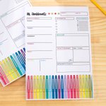 Personalisierte bunte Woche auf einen Blick Maker Notizblock mit Namen zurück zu Schule Wertschätzung für Lehrer
