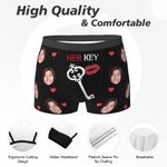 Personalised Multicolour His Lock Her Key Couple Thong Boxer Underwear with Face Photo Funny Brief Set Valentine's Day Birthday Gift for Him Her