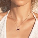 Personligt halsband i ringform med 1-6 födelsestenar och graverad text Födelsedag Morsdagspresent för kvinnor