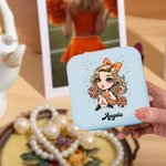Personalized Cartoon Cheerleading Girl Leather Jewelry Box with Name Travel Accessory Birthday Gift for Women Girls