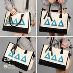 Personalized Glitter Greek Initial Large Canvas Tote Bag Chapter Party Pride Bid Day Sorority Gift for Sister Friends | Callie × Affinity Licensing