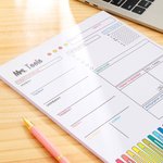 Personalisierte bunte Woche auf einen Blick Maker Notizblock mit Namen zurück zu Schule Wertschätzung für Lehrer
