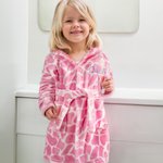 Personalized Leopard Cow Teddy Print Baby Hooded Dressing Gown with Embroidered Name Soft Daily Use Baby Shower Birthday Gift for Baby Toddler