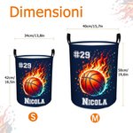 Cestino portabiancherie impermeabile con maniglia design palla sportivi personalizzato con numero e nome regalo di compleanno per amanti dello sport