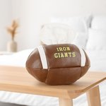 Caja de pañuelos de cuero personalizada con forma de balón de rugby Decoración del escritorio del hogar Día del partido Regalo de cumpleaños para los amantes del deporte