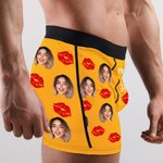 Personalised I Licked It So It's Mine Face Photo Boxer Brief with Red Lips Love Heart Men's Underwear Funny Birthday Valentine's Day Gift for Him
