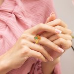 Anillo Personalizado Flor Seca Ajustable Cumpleaños Día de la Madre Aniversario Regalo para Mujer