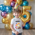 Personalized Construction Vehicles Fantasy Unicorn Number Pattern 100% Cotton Baby Bodysuit T-Shirt with Name Baby Shower Gift for Baby Boy Girl