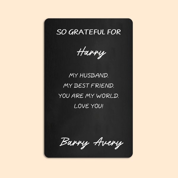 Personalized So Grateful For Wallet Card with Name and Text Birthday Appreciation Gift for Family Friend Teacher
