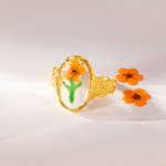 Anillo Personalizado Flor Seca Ajustable Cumpleaños Día de la Madre Aniversario Regalo para Mujer