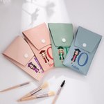 Personalized Cartoon Girl Leather Initial Makeup Brush Bag with 8 Makeup Brushes and Name Birthday Graduation Ceremony Souvenir Gift for Graduates