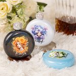 Personalized Anthropomorphic Birth Flower Wine Bottle Hip Flask with Name and Glittery Lid Mother's Day Bridesmaid Birthday Gift for Women