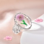 Anillo Personalizado Flor Seca Ajustable Cumpleaños Día de la Madre Aniversario Regalo para Mujer