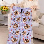 Personalizzato Multicolore Cuore Foto Ritratto Nome Pantaloni pigiama lunghi con coulisse Amicizia Anniversario Regalo per gli amici