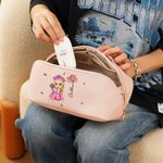 Personalizado Cartoon Personaje Nacimiento Flor Cuero Bolsa de Maquillaje con Nombre Graduación Viaje Esenciales Regalo para Mujeres Niñas