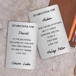 Personalized So Grateful For Wallet Card with Name and Text Birthday Appreciation Gift for Family Friend Teacher