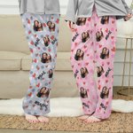 Personalizzato Multicolore Cuore Foto Ritratto Nome Pantaloni pigiama lunghi con coulisse Amicizia Anniversario Regalo per gli amici