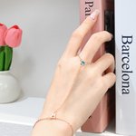 Personlig, lekkert, justerbart håndkjedearmbånd med initialer og fingerring med fødselsstein Bursdagsgave til kvinner