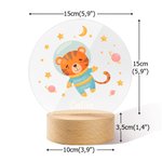 Luce notturna a LED con base in legno design universo stelle pianeta astonauta animale carino personalizzato con nome regalo di compleanno per bambini