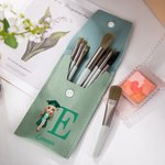 Personalized Cartoon Girl Leather Initial Makeup Brush Bag with 8 Makeup Brushes and Name Birthday Graduation Ceremony Souvenir Gift for Graduates