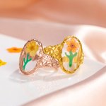 Anillo Personalizado Flor Seca Ajustable Cumpleaños Día de la Madre Aniversario Regalo para Mujer