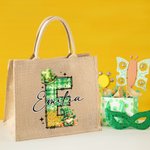 Personalizzato fortunato cappello Shamrock Gnomo Doodle Lettera Iuta Tote Bag con nome Riutilizzabile Festa di San Patrizio Regalo per bambini Famiglia