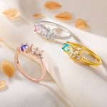 Personalised Butterfly Zircon Birthstone Ring Birthday Anniversary Mother's Day Gift for Women