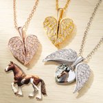 Personalised Cubic Zircon Guardian Angel Wings Heart Photo Women Necklace Birthday Valentine's Day Memorial Gift for Horse Lovers