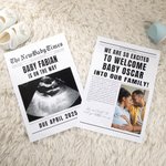 Personalized Newborn Announcement Newspaper with Text and Photo Pregnancy Reveal Baby Shower Gift for Mother