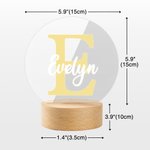 Personalizada Floral Inicial Nombre Combinación LED Luz de Noche con Base de Madera Linda Decoración de Habitación Cumpleaños Baby Shower Regalo para Niños