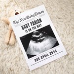 Personalized Newborn Announcement Newspaper with Text and Photo Pregnancy Reveal Baby Shower Gift for Mother