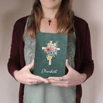 Personalisierte Aquarell Kreuz 1-5 Geburt Blumen Leder Kirche Notebook mit Namen für Bibelstudium Geburtstag religiöses Geschenk für Frauen Christian